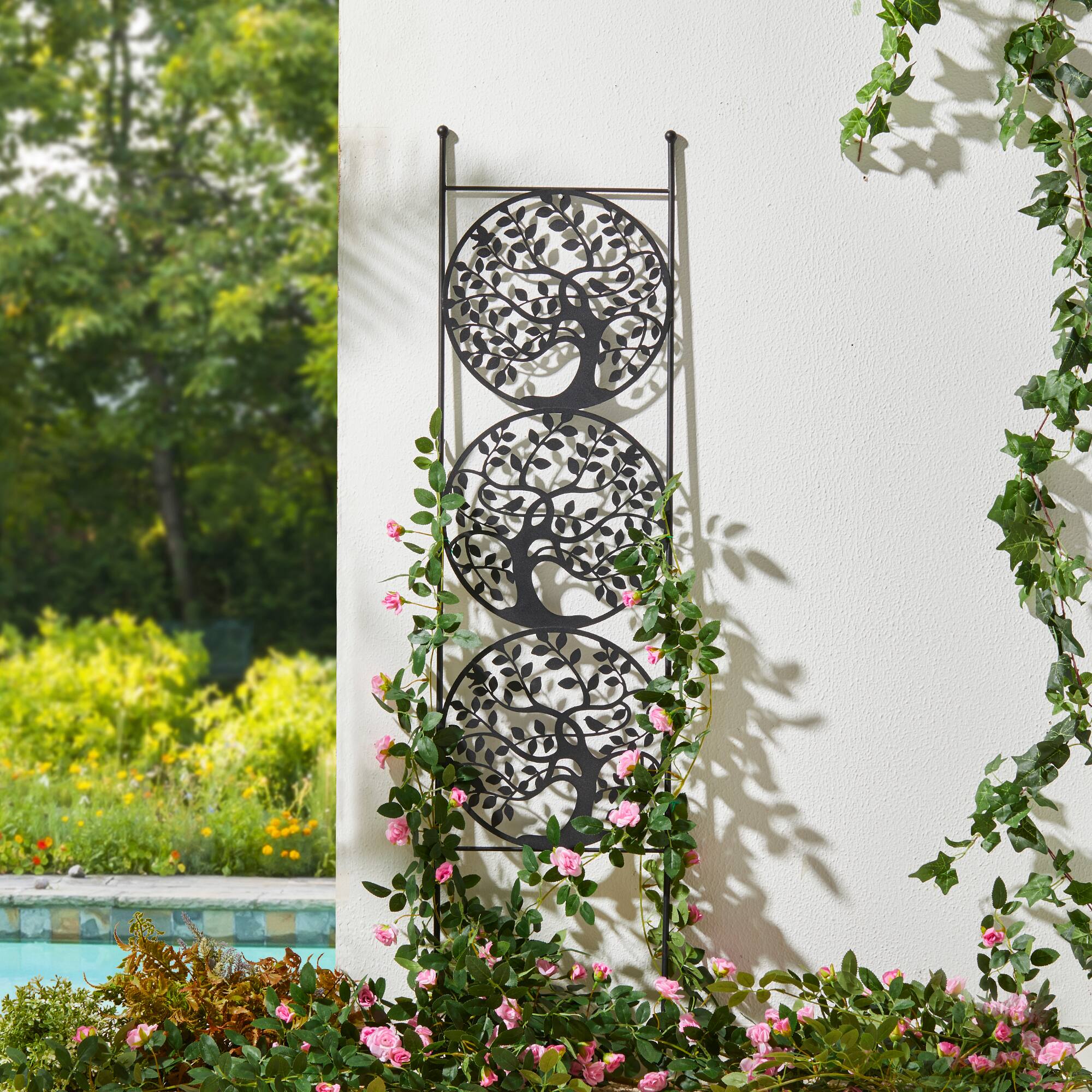 Glitzhome® 48" Metal Tree of Life Garden Trellis with Stakes